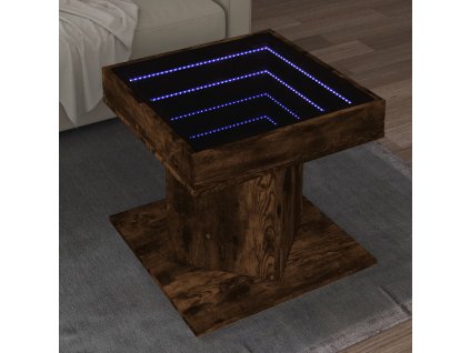Konferenční stolek s LED kouřový dub 50 x 50 x 45 cm kompozit 847564