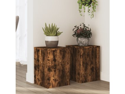 Stojany na rostliny 2 ks kouřový dub 25 x 25 x 35 cm kompozit 852910