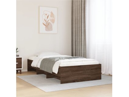 Rám postele bez matrace hnědý dub 90 x 200 cm kompozitní dřevo 3295680