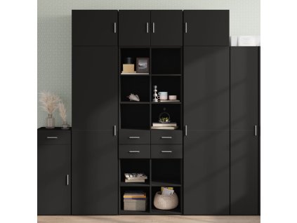 Úzká úložná černá 70 x 42,5 x 225 cm kompozitní dřevo 3281337