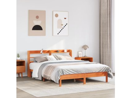 Postel bez matrace voskově hnědá 135 x 190 cm masivní borovice 3306905