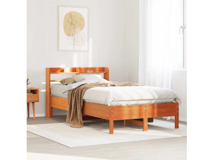 Postel bez matrace voskově hnědá 100 x 200 cm masivní borovice 3306896
