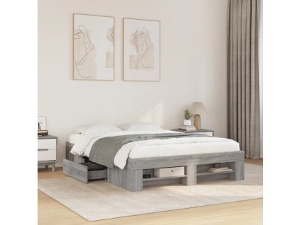 Rám postele šedý sonoma 120 x 200 cm kompozitní dřevo 3295483