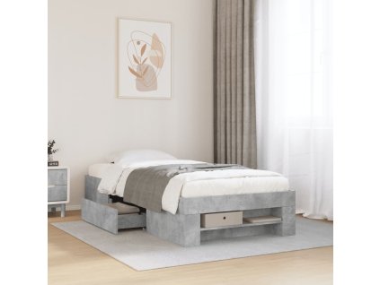 Rám postele betonově šedý 90 x 200 cm kompozitní dřevo 3295495