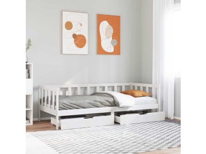 Válenda se zásuvkami bílá 90 x 200 cm masivní borovice 3302072