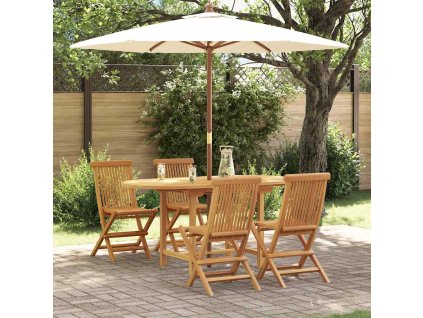 Zahradní jídelní souprava 5 pcs Hnědá Masivní teakové dřevo 3157128