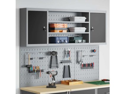 Sada skříní a pegboardu 6 pcs Černá 150 x 20 x 115 cm Ocel 3321408