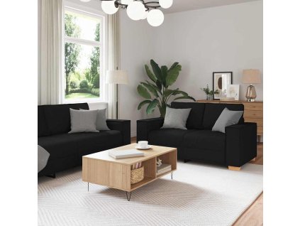 Set pohovek s polštářem 3 pcs Černá 220 x 78 x 84 cm textil 3324611