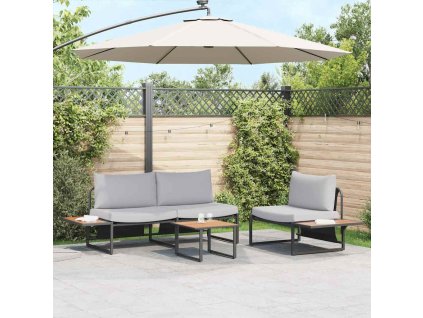 Zahradní jídelní souprava 3 pcs Světle šedá Ocel 3335892