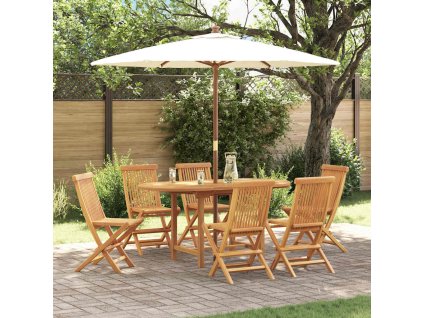 Zahradní jídelní souprava 7 pcs Hnědá Pevné teakové dřevo 3157129