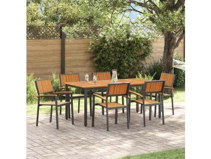 Zahradní jídelní souprava 7 pcs Černá a hnědá 3284418