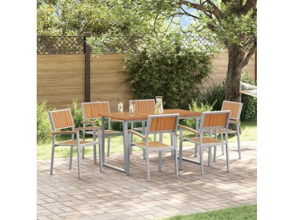 Zahradní jídelní souprava 7 pcs Šedo-hnědá 3284352