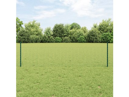 Plotové sloupky vidaXL 11 ks U-Canál Zelené 60 cm Ocel, Zelený šestiúhelníkový plot vidaXL 0,5x100 m Ocel 3336779