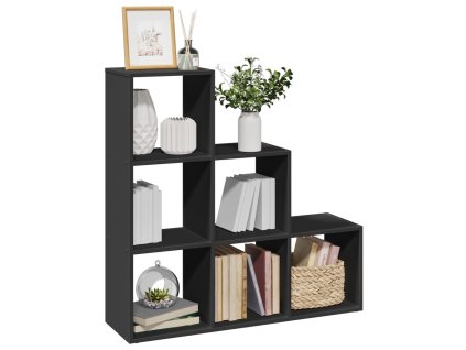 Knihovna/dělící stěna 3patrová černá 99 x 29 x 99 cm kompozit 857959