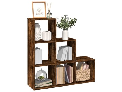 Knihovna/dělící stěna 3patrová kouřový dub 99x29x99 cm kompozit 857962