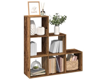 Knihovna/dělící stěna 3patrová old wood 99x29x99 cm kompozit 857965