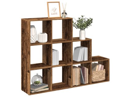 Knihovna/dělící stěna 3patrová old wood 137,5x29x103,5 cm 857983