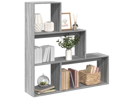 Knihovna/dělící stěna 3patrová šedá sonoma 123x29x123 cm 857990
