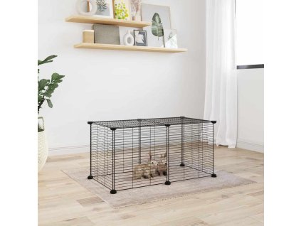 8panelová ohrádka pro zvířata černá 35 x 35 cm ocel 3114052