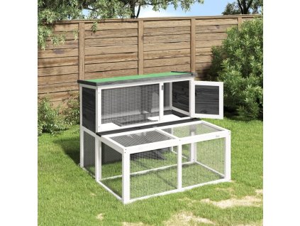 Králíkárna šedá 102 x 90 x 84,5 cm masivní borové dřevo 172284