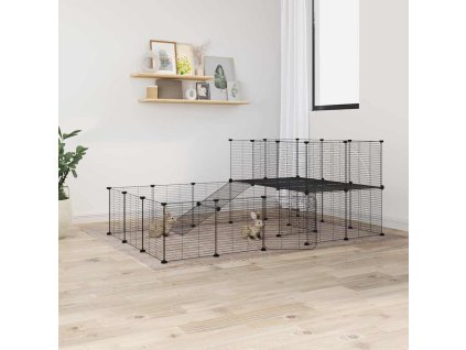 44panelová ohrádka pro zvířata s dvířky černá 35 x 35 cm ocel 3114063