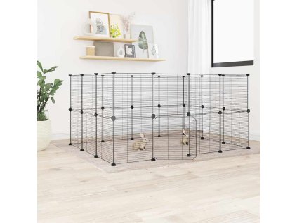 28panelová ohrádka pro zvířata s dvířky černá 35 x 35 cm ocel 3114044