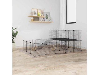 36panelová ohrádka pro zvířata s dvířky černá 35 x 35 cm ocel 3114062