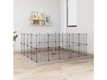 36panelová ohrádka pro zvířata s dvířky černá 35 x 35 cm ocel 3114045
