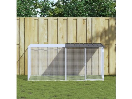 Klec pro kuřata se střechou antracitová 203 x 98 x 90 cm ocel 3189039