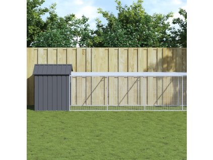 Kurník s výběhem antracitový 117x1 017x123 cm pozinkovaná ocel 3189072