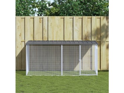 Klec pro kuřata se střechou antracitová 203 x 98 x 90 cm ocel 3189049