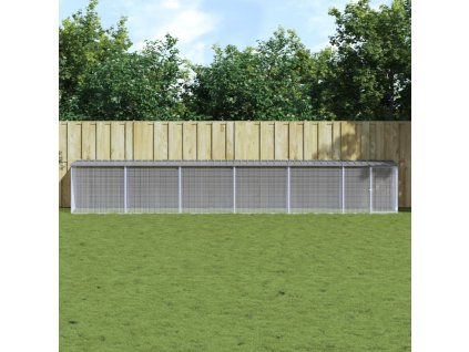 Klec pro kuřata se střechou světle šedá 603 x 98 x 90 cm ocel 3189056