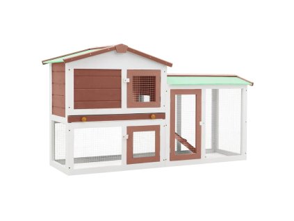 Velká venkovní králíkárna hnědo-bílá 145 x 45 x 84 cm dřevo 170841