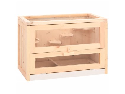Klec pro křečky 60 x 35,5 x 42 cm masivní jedlové dřevo 172378