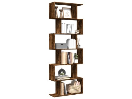 Knihovna/dělící stěna 6patrová kouřový dub 70x24x193cm kompozit 858088