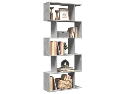 Knihovna/dělící stěna 5patrová betonově šedá 70 x 24 x 161 cm 858096