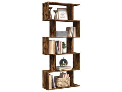 Knihovna/dělící stěna 5patrová kouřový dub 70x24x161cm kompozit 858097