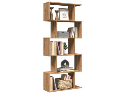 Knihovna/dělící stěna 5patrová dub artisan 70x24x161cm kompozit 858101