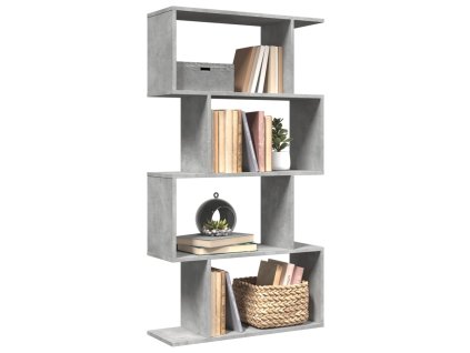 Knihovna/dělící stěna 4patrová betonově šedá 70x24x129 cm 858105