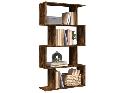 Knihovna/dělící stěna 4patrová kouřový dub 70x24x129cm kompozit 858106