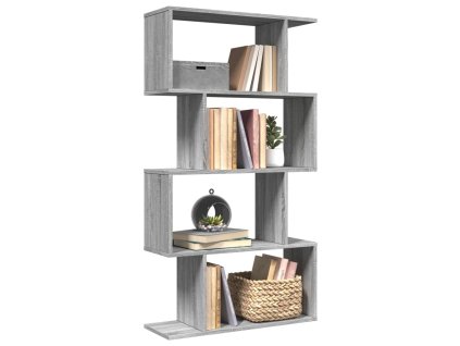 Knihovna/dělící stěna 4patrová šedá sonoma 70x24x129cm kompozit 858107