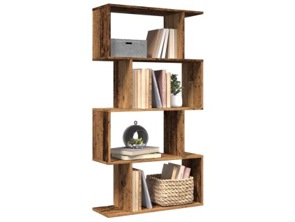 Knihovna/dělící stěna 4patrová old wood 70x24x129 cm kompozit 858109