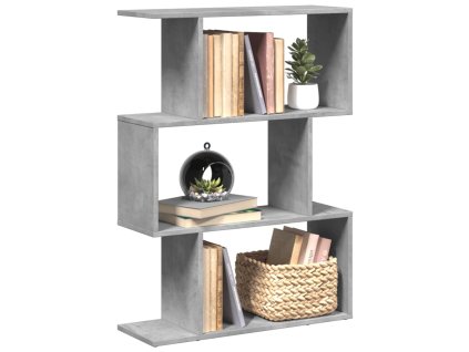 Knihovna / dělicí stěna 3patrová betonově šedá 70 x 24 x 97 cm 858114