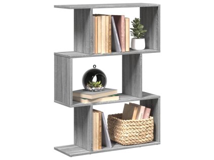 Knihovna/dělicí stěna 3patrová šedá sonoma 70x24x97 cm kompozit 858116