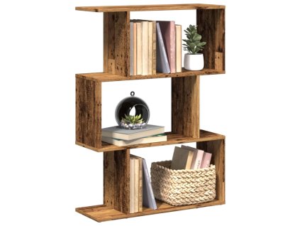 Knihovna/dělicí stěna 3patrová old wood 70x24x97 cm kompozit 858118