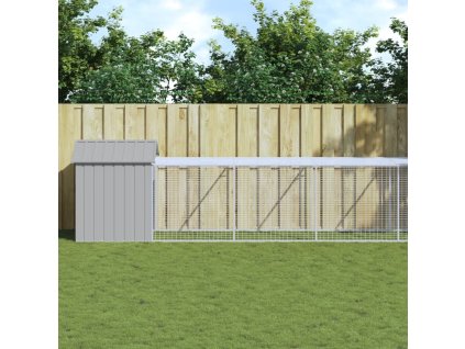 Kurník s výběhem světle šedý 117x1 017x123 cm pozinkovaná ocel 3189077