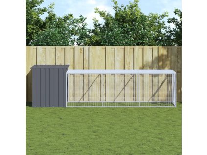 Kurník s výběhem antracitový 110x405x110 cm pozinkovaná ocel 3189089