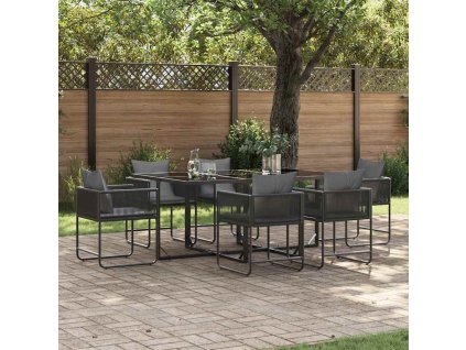 Zahradní jídelní souprava 7 pcs Černá Ocel 3335874