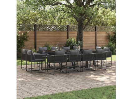 Zahradní jídelní souprava 13 pcs Černá Ocel 3335885