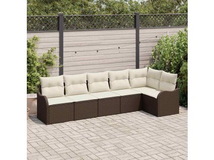 Sada zahradních pohovek s úložištěm 6 pcs Hnědá polyratan 3354387